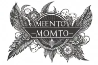icarus falling from the sky,sun,memento mori text "memento mori" for chest men tattoo design idea