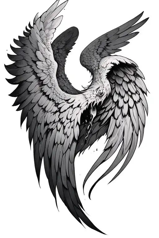 Lúcifer's last tear and fallen angel wings tattoo design idea