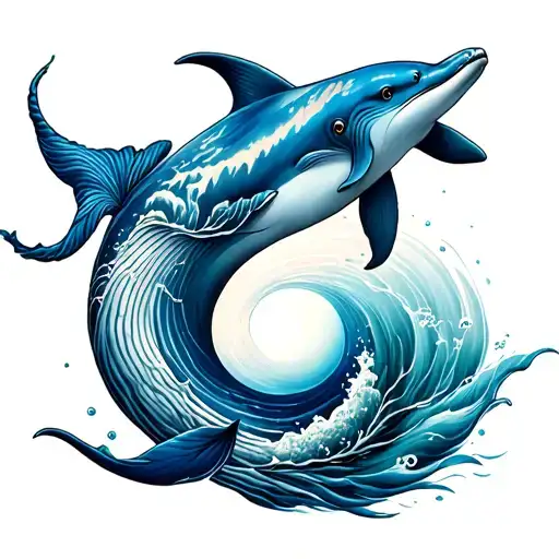 yin yang with blue whale and dolphin tattoo tattoo design idea
