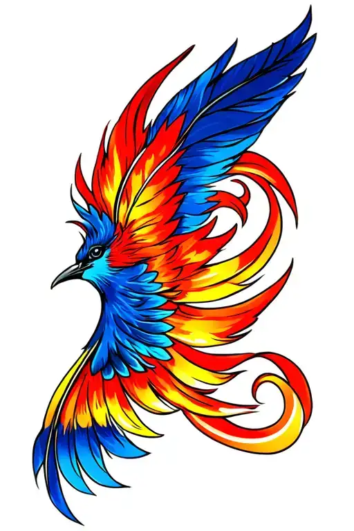 Firebird feather tattoo design idea