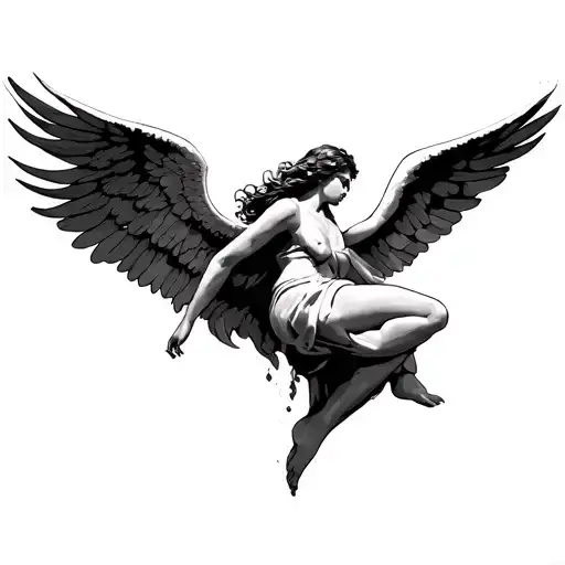 falling angel tattoo design idea