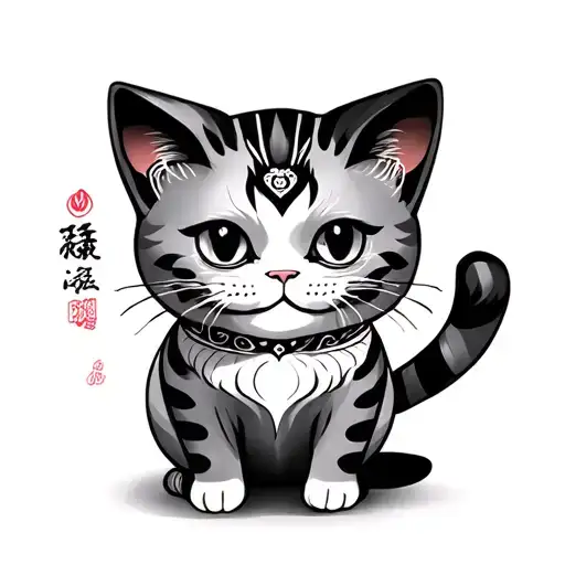 Lucky Cat tattoo design idea