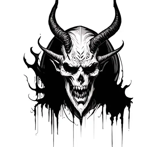 Dark Fantasy Shutter Draw the Satan Shadow behind tattoo design idea