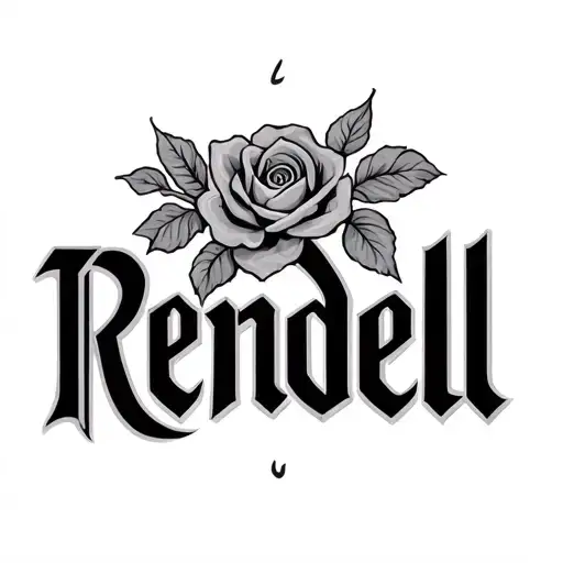 the name "Rendell" in script font tattoo design idea