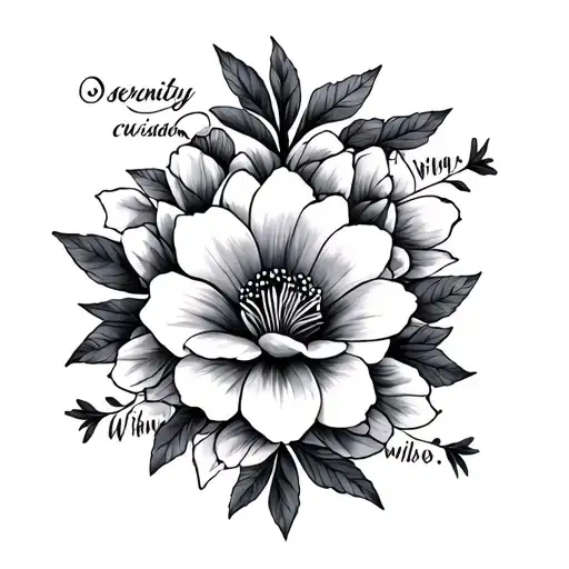 "serenity courage wisdom" floral design tattoo design idea