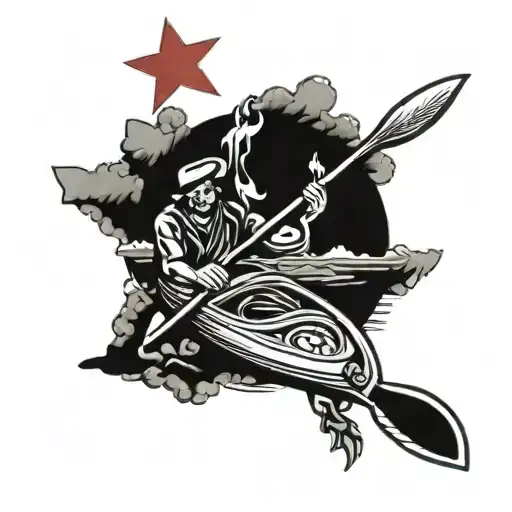 hero canoe tattoo design idea