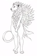 Ishtar goddess full body lion tattoo design idea