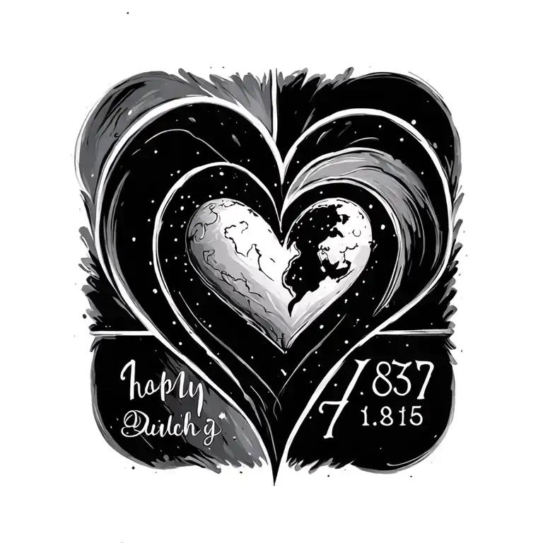 heart with birthdates tattoo design idea