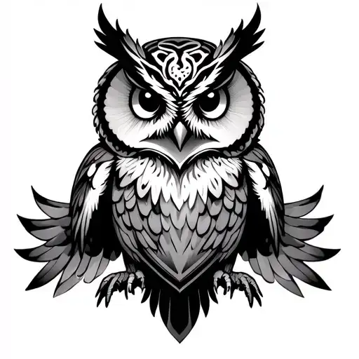 irezumi owl flying chest tattoo tattoo design idea