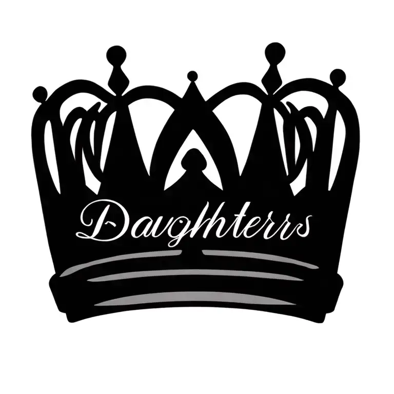 princess tiara with daughters names incorporated tattoo design idea