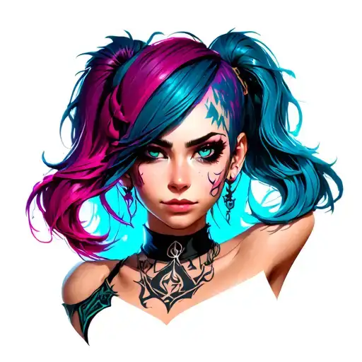 jinx from league of legends tattoo design idea