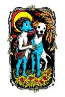 ghost boy and ghost dog tattoo design idea