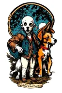 ghost boy and ghost dog tattoo design idea