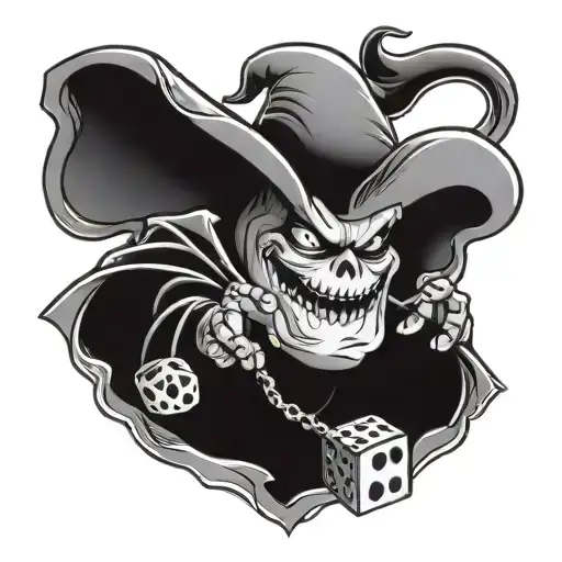 oogie boogie playing with dice tattoo design idea