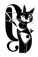 A tattoo using cubism Kandinsky and Bauhaus style. The tattoo should have two cats. One cat is an artist and the other l tattoo design idea