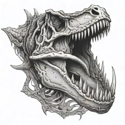 T REX SKULL WHIT A tattoo design idea
