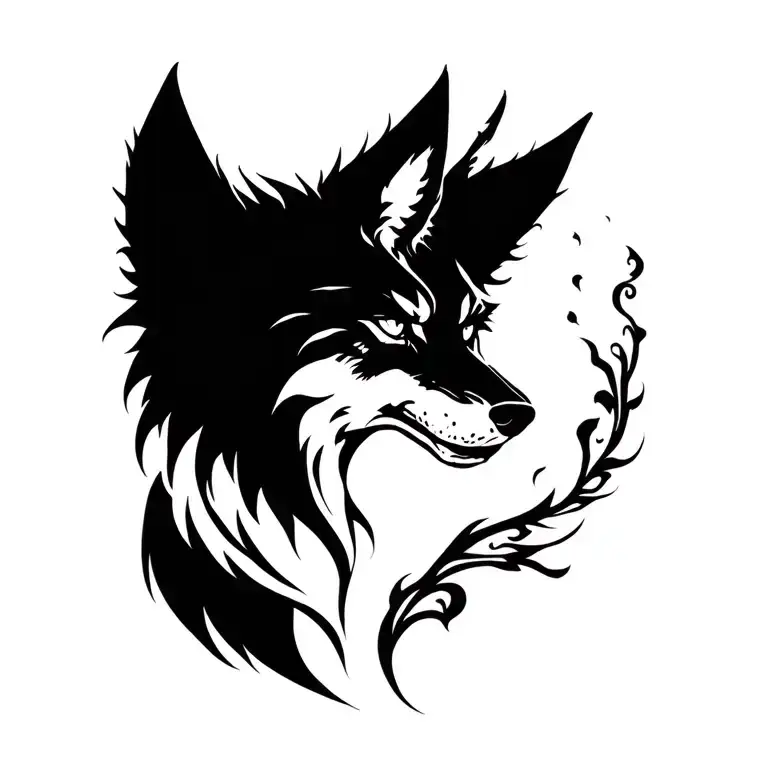 Evil wolf head tattoo design idea