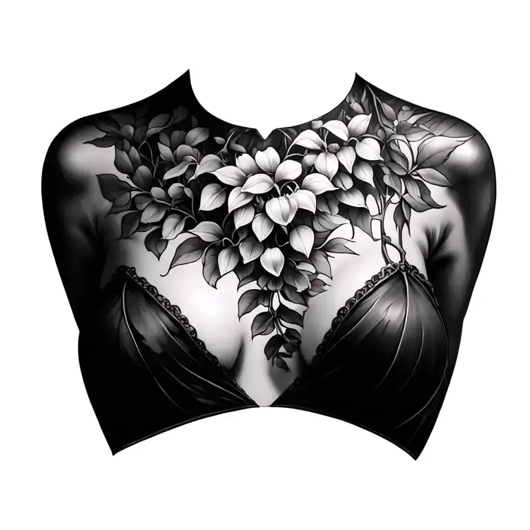 Wisteria female chest piece tattoo design idea