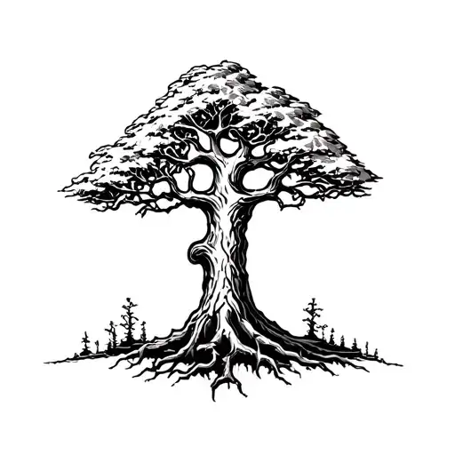 erdtree mixed with tree of Gondor  tattoo design idea
