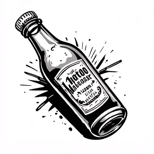 milk bottle molotov cocktail glass tattoo design idea