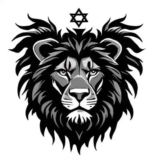 lion with jewish star tattoo design idea