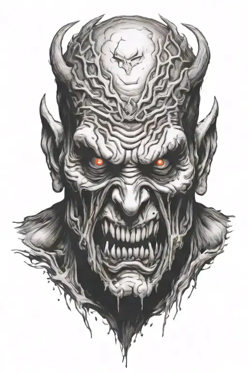 monster face tattoo design idea