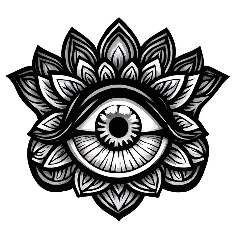 hamsa hand with eye tattoo design idea