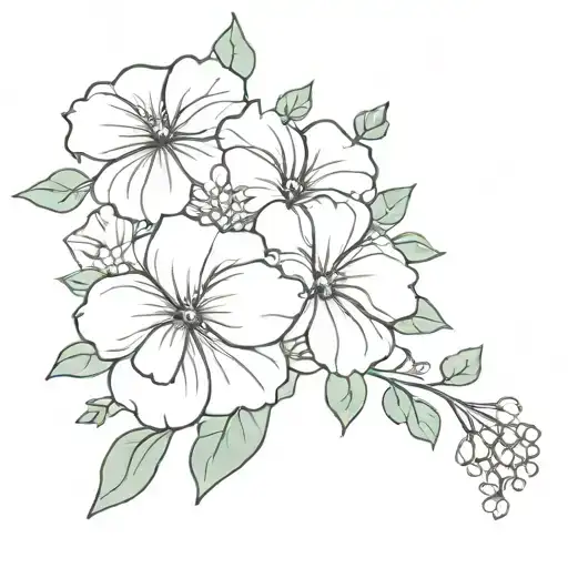 pierce the veil girl from collide with the sky infused into petunia flowers with babys breath tattoo design idea