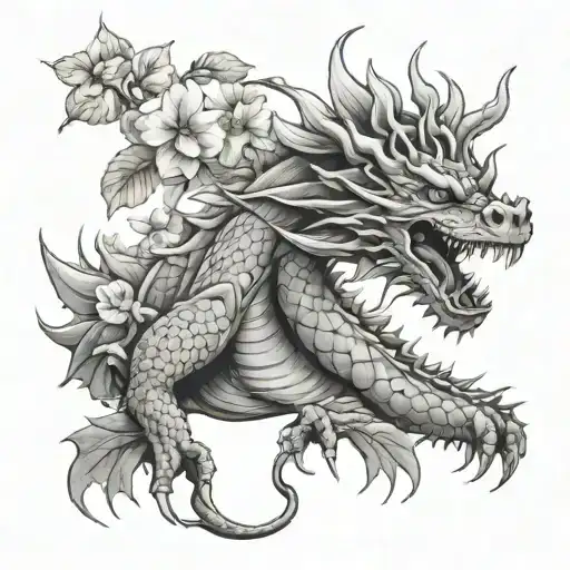 diphylleia grayi witha dragon emerging tattoo design idea