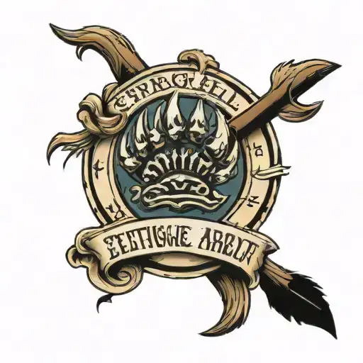 street pole saying "struggle and dedication" with bear claw marks in the backround  tattoo design idea