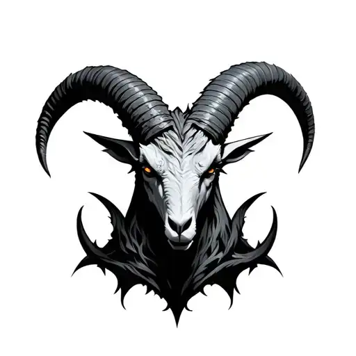 devil goat horns bahamut head tattoo design idea