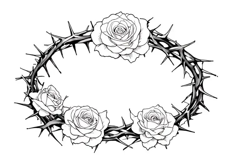 crown of roses entangled to crown of thorns tattoo design idea