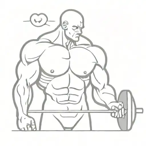 half brain half heart man lifting weights tattoo design idea