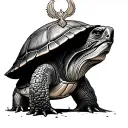 shellback turtle king Neptune looking over him tattoo design idea