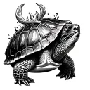 shellback turtle king Neptune looking over him tattoo design idea
