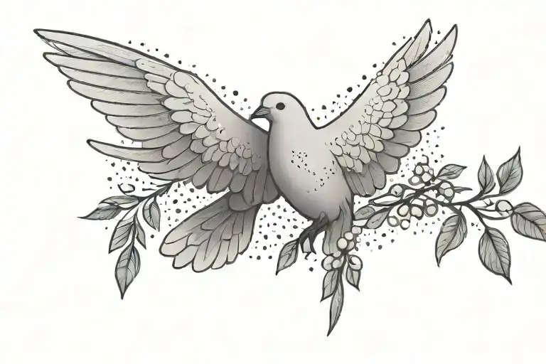 dove with olive branch representing forgiveness and freedom MINIMALISTIC tattoo design idea