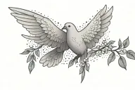 dove with olive branch representing forgiveness and freedom MINIMALISTIC tattoo design idea