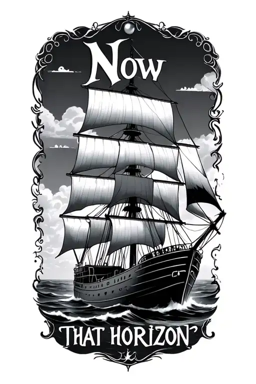 "Now Bring Me That Horizon " black pearl ship sailing tattoo design idea