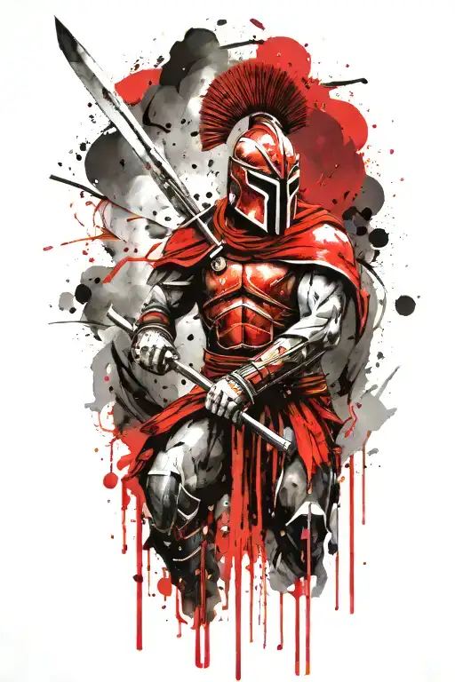 spartan warrior wielding a sword tattoo design idea