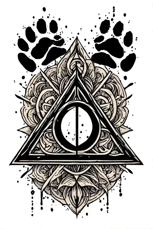 deathly hallows and paw print tattoo design idea