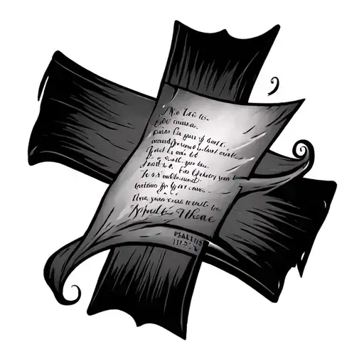 "Psalms 119:105" cross with a verse writen inside the cross tattoo design idea