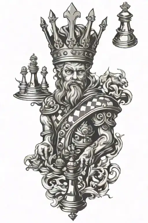 chess king surrounded tattoo design idea