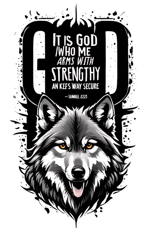 It is God who arms me with strength and keeps my way secure.2 Samuel 22:33低估 maybe add a animal like a wolf on forearm tattoo design idea