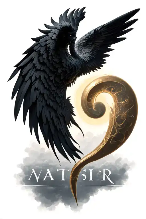 black archangel wings, semicolon in between wings, semicolon in between wings tattoo design idea