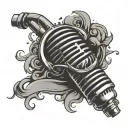 microphone & smoke rising tattoo design idea