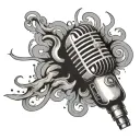 microphone & smoke rising tattoo design idea
