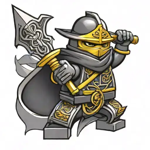 All 4 ninjago Golden weapons incorporated tattoo design idea