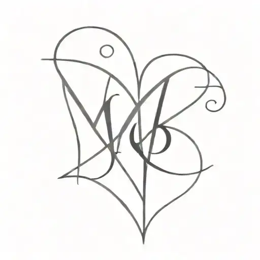 letters m and b mixed together representing the client's love tattoo design idea