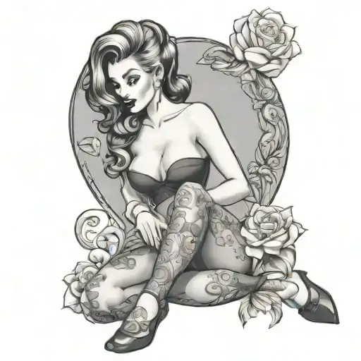 nsfw pinup wife tattoo design idea