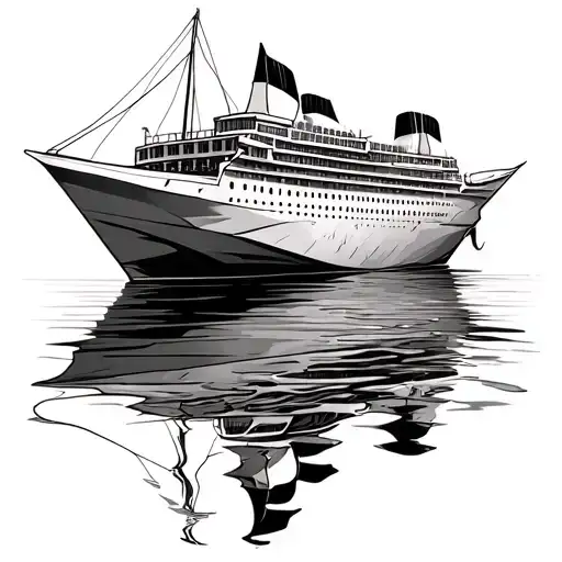 paper boat but the reflection in the water is a cruise ship tattoo design idea